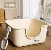 Integrated square large cat litter box, available size for Maine Coon, 61cm*61cm*33cm, with cat litter scoop